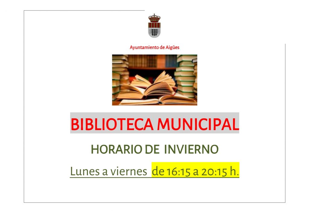 Horario de Invierno de la Biblioteca Municipal